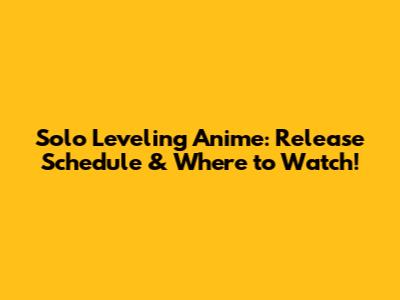Solo Leveling Anime: Release Schedule & Where to Watch!