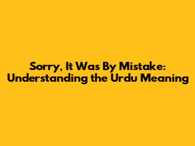Sorry, It Was By Mistake: Understanding the Urdu Meaning