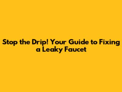 Stop the Drip! Your Guide to Fixing a Leaky Faucet