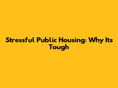 Stressful Public Housing: Why It's Tough