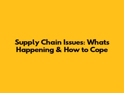 Supply Chain Issues: What's Happening & How to Cope