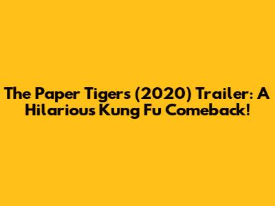 The Paper Tigers (2020) Trailer: A Hilarious Kung Fu Comeback!