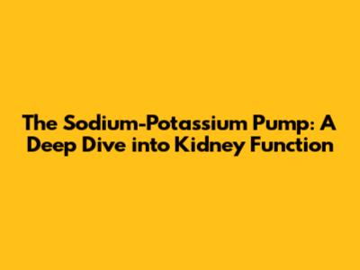 The Sodium-Potassium Pump: A Deep Dive into Kidney Function