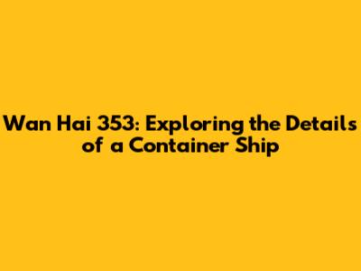 Wan Hai 353: Exploring the Details of a Container Ship