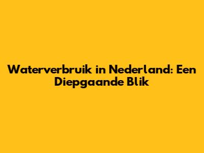 Waterverbruik in Nederland: Een Diepgaande Blik