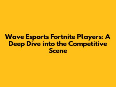 Wave Esports Fortnite Players: A Deep Dive into the Competitive Scene