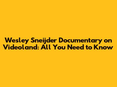 Wesley Sneijder Documentary on Videoland: All You Need to Know