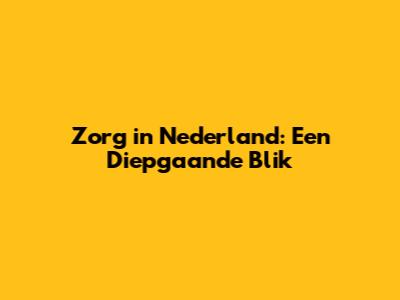 Zorg in Nederland: Een Diepgaande Blik